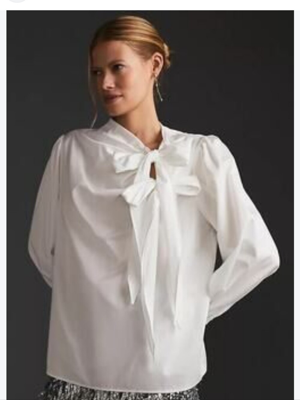 Maeve Anthropologie Double Bow Poplin Shirt White 1X